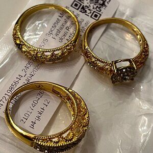 Men’s Rings (Set of 3) | Size 12 Fashion Jewelry Band (NEW) (wa/x)